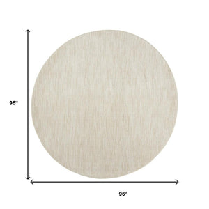 HomeRoots 8' Round Beige and Ivory Indoor Outdoor Area Rug – Versatile, Durable, Low-Pile for All Spaces! 479509