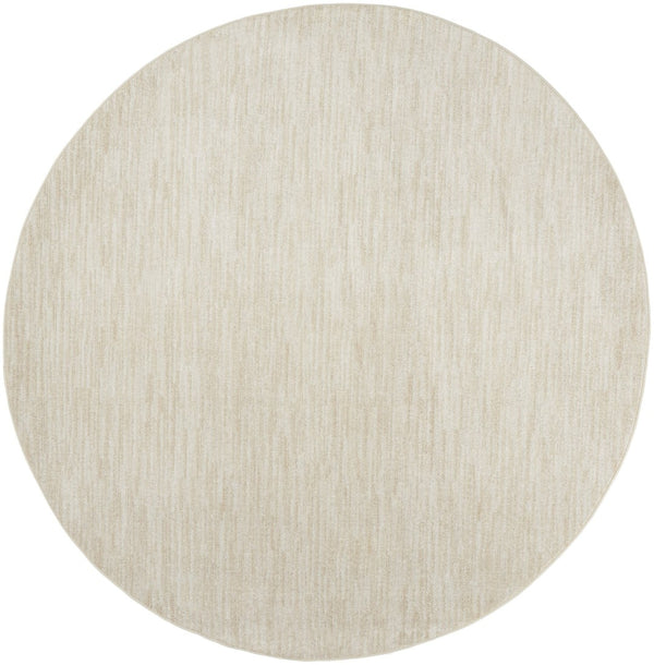 HomeRoots 8' Round Beige and Ivory Indoor Outdoor Area Rug – Versatile, Durable, Low-Pile for All Spaces! 479509