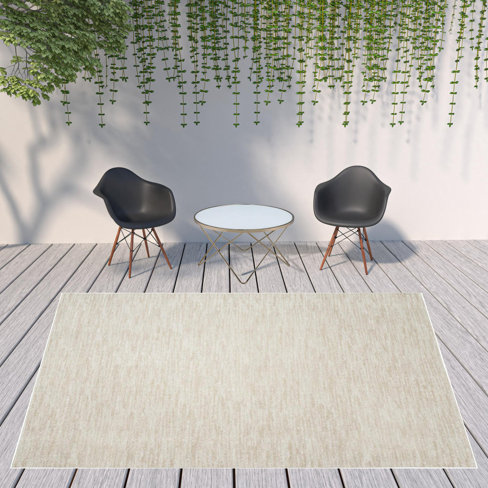 Homeroots 9' X 12' Ivory And Beige Non Skid Indoor Outdoor Area Rug  Polypropylene 479512