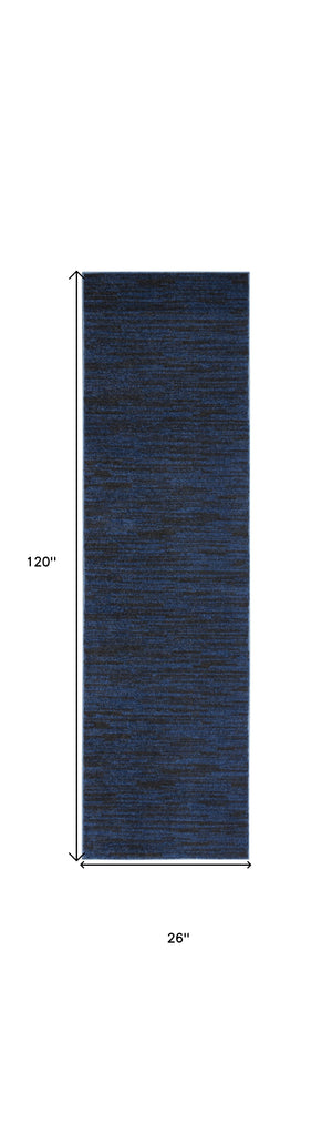 Homeroots 10' Midnight Blue Indoor Outdoor Runner Rug  Polypropylene 479515