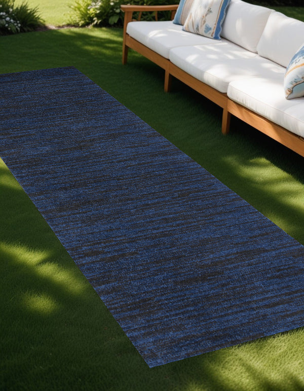 Homeroots 10' Midnight Blue Indoor Outdoor Runner Rug  Polypropylene 479515