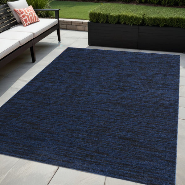 Homeroots 5' X 7' Midnight Blue Stain Resistant Indoor Outdoor Area Rug  Polypropylene 479518