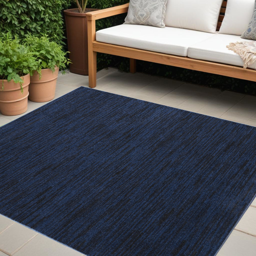 Homeroots 7' Midnight Blue Square Indoor Outdoor Area Rug  Polypropylene 479520