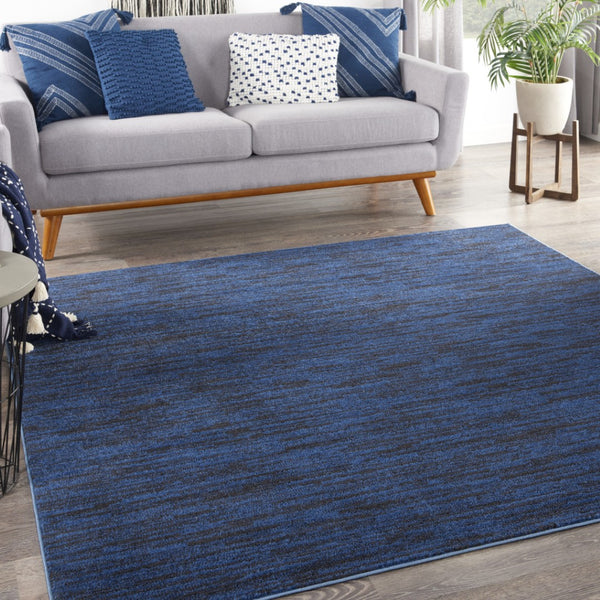HomeRoots 7' Midnight Blue Square Area Rug - Durable Indoor/Outdoor Style with Stain Resistance & Easy Care 479520