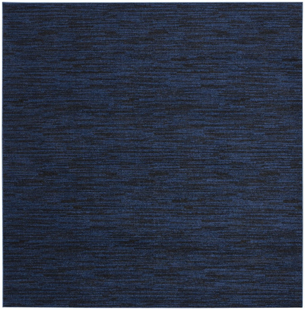HomeRoots 7' Midnight Blue Square Area Rug - Durable Indoor/Outdoor Style with Stain Resistance & Easy Care 479520