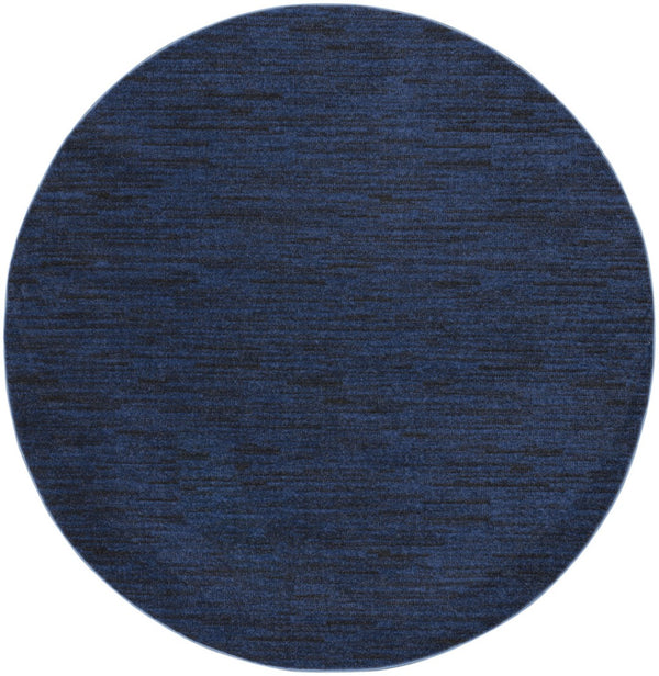HomeRoots 8' Midnight Blue Round Area Rug - Stain Resistant, Durable, Indoor & Outdoor Use, Easy Care Style! 479522