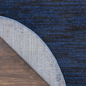 HomeRoots 8' Midnight Blue Round Area Rug - Stain Resistant, Durable, Indoor & Outdoor Use, Easy Care Style! 479522