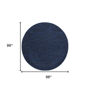 HomeRoots 8' Midnight Blue Round Area Rug - Stain Resistant, Durable, Indoor & Outdoor Use, Easy Care Style! 479522