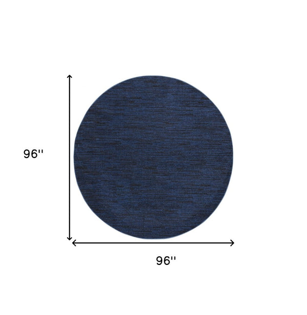 HomeRoots 8' Midnight Blue Round Area Rug - Stain Resistant, Durable, Indoor & Outdoor Use, Easy Care Style! 479522