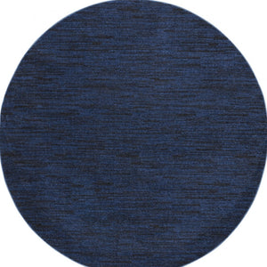 HomeRoots 8' Midnight Blue Round Area Rug - Stain Resistant, Durable, Indoor & Outdoor Use, Easy Care Style! 479522