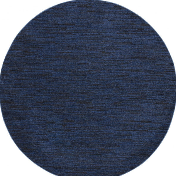 HomeRoots 8' Midnight Blue Round Area Rug - Stain Resistant, Durable, Indoor & Outdoor Use, Easy Care Style! 479522