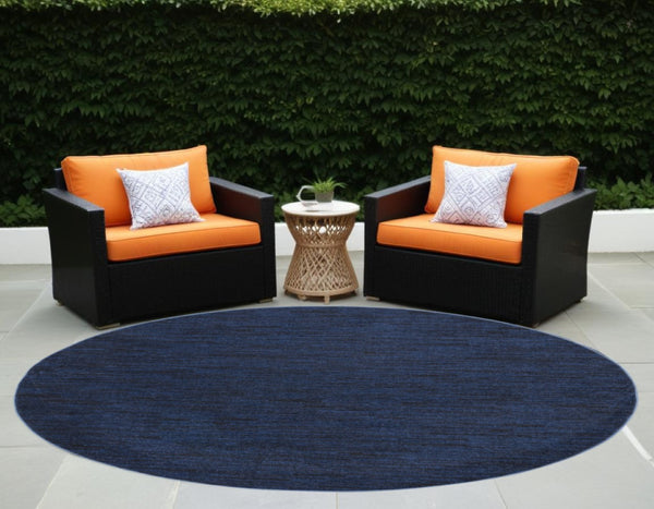 HomeRoots 8' Midnight Blue Round Area Rug - Stain Resistant, Durable, Indoor & Outdoor Use, Easy Care Style! 479522