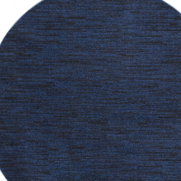 HomeRoots 8' Midnight Blue Round Area Rug - Stain Resistant, Durable, Indoor & Outdoor Use, Easy Care Style! 479522