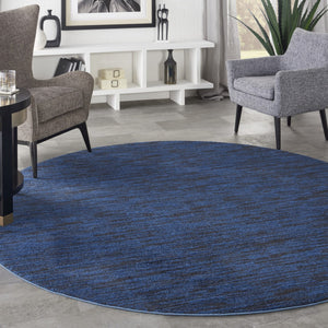 HomeRoots 8' Midnight Blue Round Area Rug - Stain Resistant, Durable, Indoor & Outdoor Use, Easy Care Style! 479522