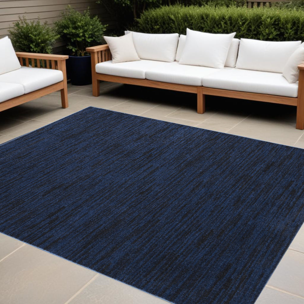 Homeroots 8' X 10' Midnight Blue Stain Resistant Indoor Outdoor Area Rug  Polypropylene 479523