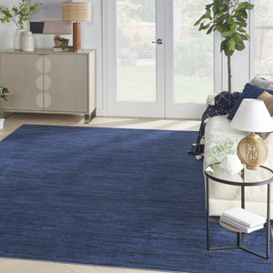 HomeRoots 9' X 12' Midnight Blue Stain Resistant Area Rug - Durable, Stylish & Easy to Clean for Indoors/Outdoors 479525