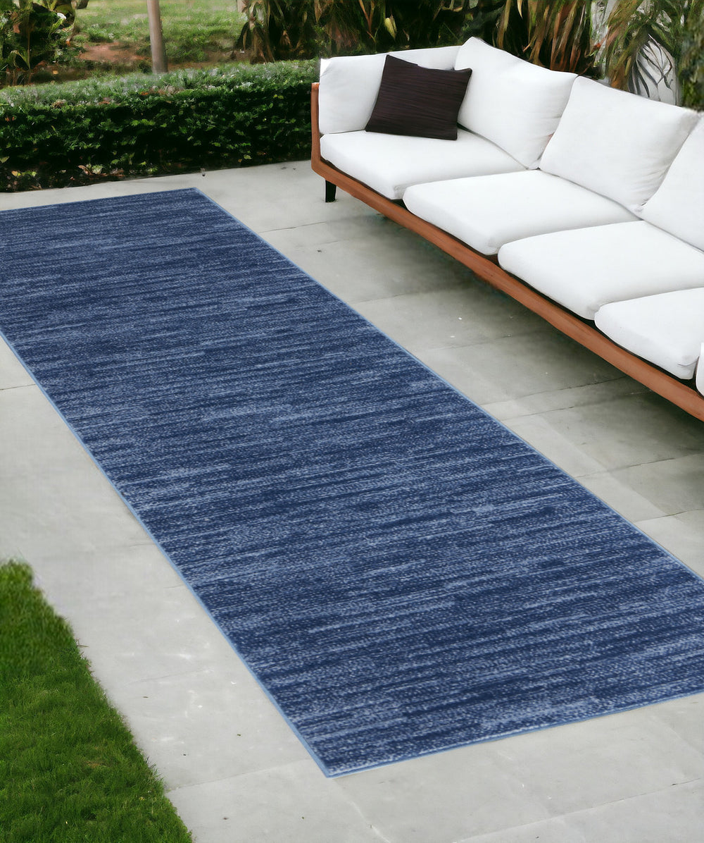 Homeroots 10' Blue Non Skid Indoor Outdoor Runner Rug  Polypropylene 479528