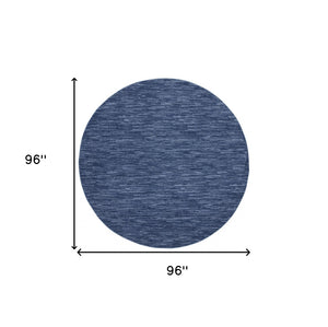 HomeRoots 8' Round Blue Indoor Outdoor Area Rug - Durable, Low-Pile Design for Decks, Patios & High-Traffic Areas 479536