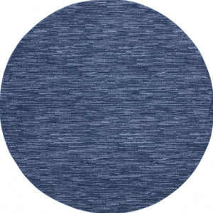 HomeRoots 8' Round Blue Indoor Outdoor Area Rug - Durable, Low-Pile Design for Decks, Patios & High-Traffic Areas 479536