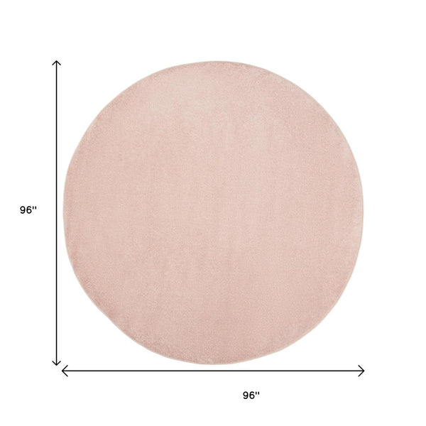 HomeRoots 8' X 8' Pink Round Area Rug - Versatile Indoor/Outdoor Decor, Durable Design, Easy Care & Soft Style 479563
