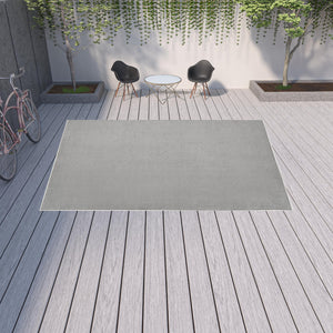 Homeroots 10' X 14' Silver Grey Non Skid Indoor Outdoor Area Rug  Polypropylene 479571