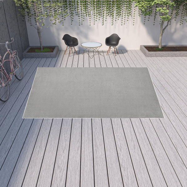 Homeroots 10' X 14' Silver Grey Non Skid Indoor Outdoor Area Rug  Polypropylene 479571