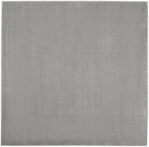 HomeRoots 7' Gray Square Area Rug – Versatile Indoor/Outdoor Comfort with Soft Low-Pile for High-Traffic Spaces 479584