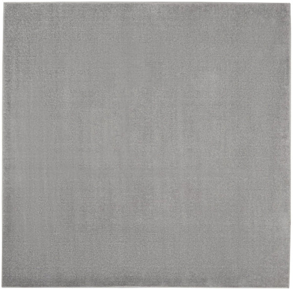 HomeRoots 7' Gray Square Area Rug – Versatile Indoor/Outdoor Comfort with Soft Low-Pile for High-Traffic Spaces 479584