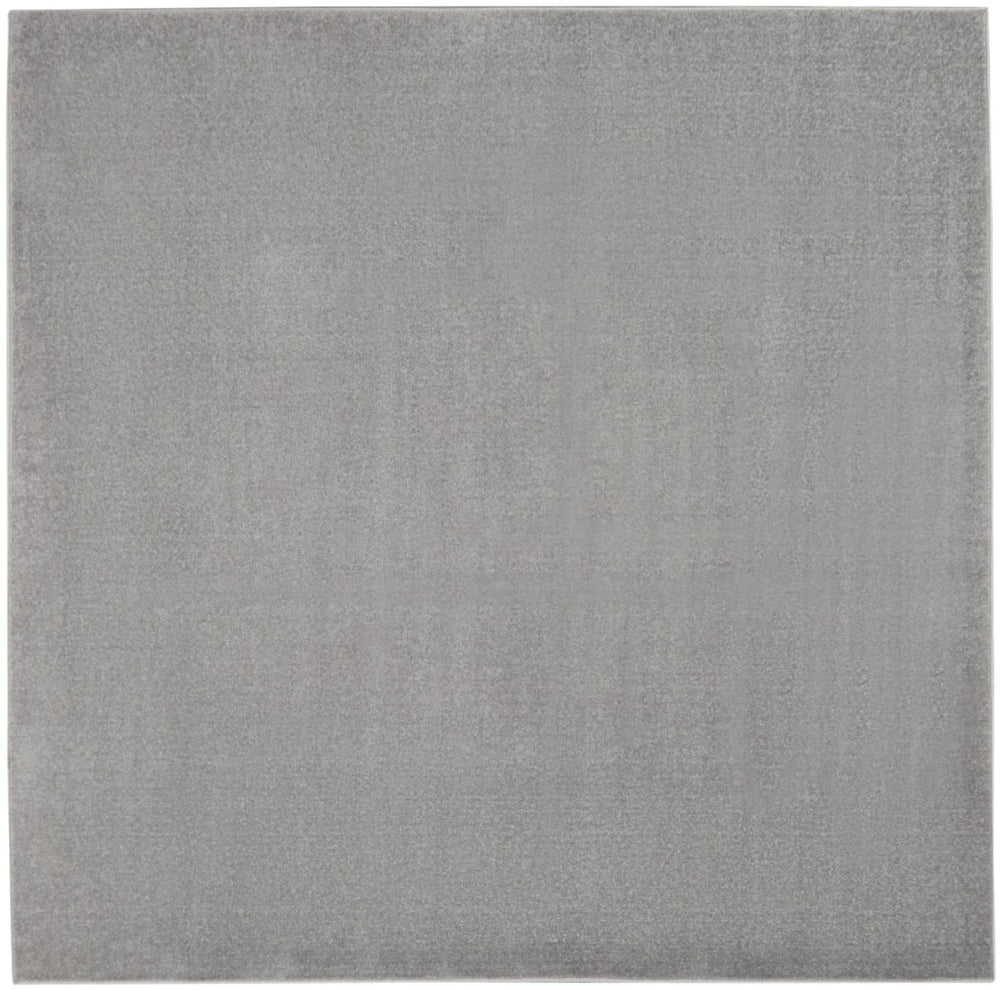 HomeRoots 7' Gray Square Area Rug – Versatile Indoor/Outdoor Comfort with Soft Low-Pile for High-Traffic Spaces 479584