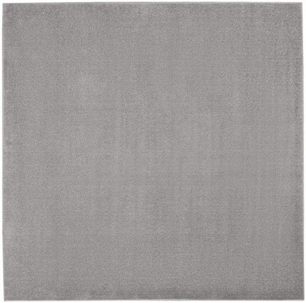 HomeRoots 7' Gray Square Area Rug – Versatile Indoor/Outdoor Comfort with Soft Low-Pile for High-Traffic Spaces 479584