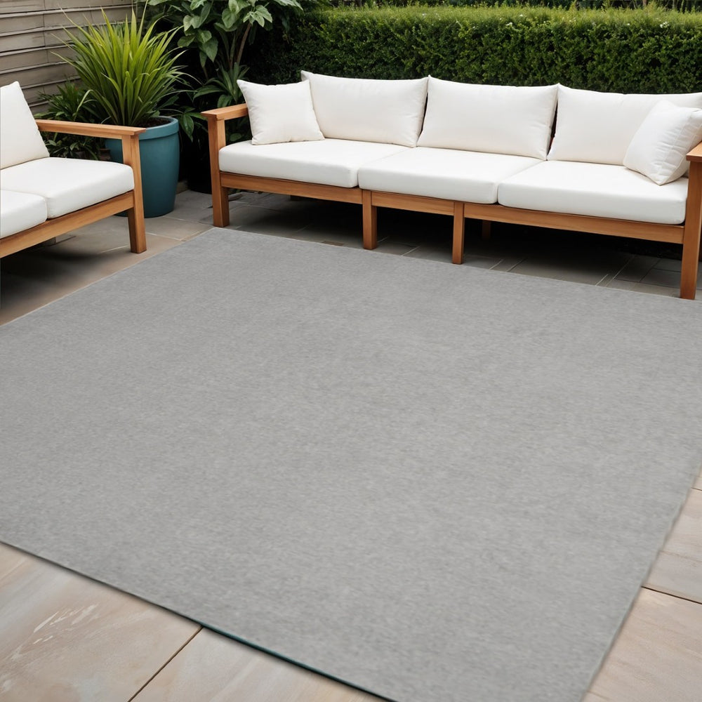 HomeRoots 9' Gray Square Area Rug - Durable Indoor/Outdoor Low-Pile Design for Modern Spaces & Easy Care 479593