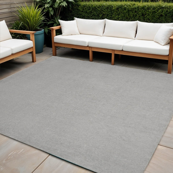 HomeRoots 9' Gray Square Area Rug - Durable Indoor/Outdoor Low-Pile Design for Modern Spaces & Easy Care 479593