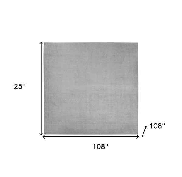 Homeroots 9' X 9' Silver Grey Square Non Skid Indoor Outdoor Area Rug  Polypropylene 479593