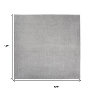 HomeRoots 9' Gray Square Area Rug - Durable Indoor/Outdoor Low-Pile Design for Modern Spaces & Easy Care 479593