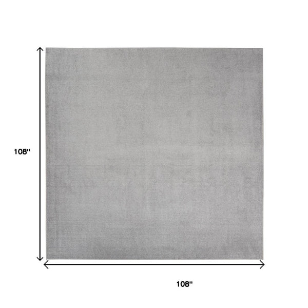 HomeRoots 9' Gray Square Area Rug - Durable Indoor/Outdoor Low-Pile Design for Modern Spaces & Easy Care 479593