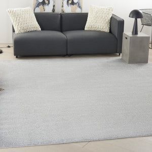HomeRoots 9' Gray Square Area Rug - Durable Indoor/Outdoor Low-Pile Design for Modern Spaces & Easy Care 479593