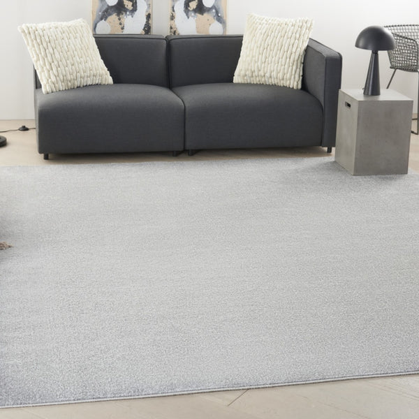 HomeRoots 9' Gray Square Area Rug - Durable Indoor/Outdoor Low-Pile Design for Modern Spaces & Easy Care 479593