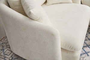 English Elm 360° 360 Swivel Oversized Chenille Armchair with Pocket Spring Seat and Three Throw Pillows Beige W1361S00074