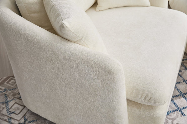 English Elm 360° 360 Swivel Oversized Chenille Armchair with Pocket Spring Seat and Three Throw Pillows Beige W1361S00074