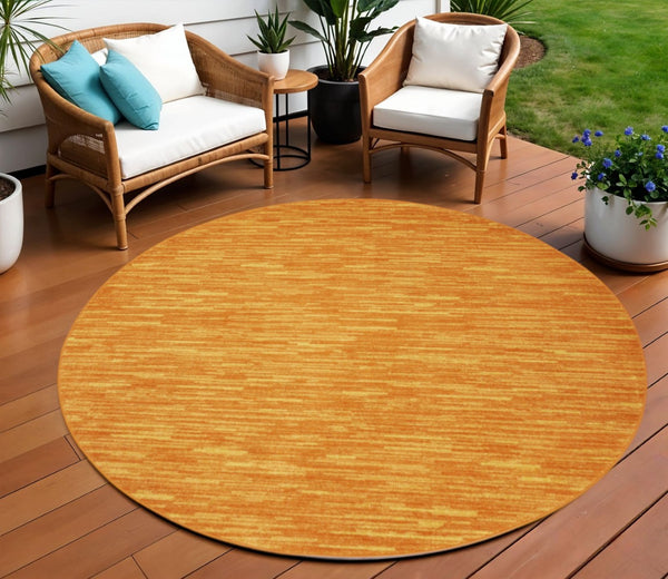 HomeRoots 8' X 8' Vibrant Orange Round Area Rug – Durable, Stylish, Indoor/Outdoor Comfort for Any Space 479615