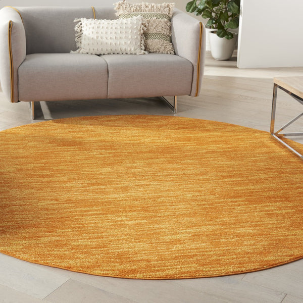 HomeRoots 8' X 8' Vibrant Orange Round Area Rug – Durable, Stylish, Indoor/Outdoor Comfort for Any Space 479615
