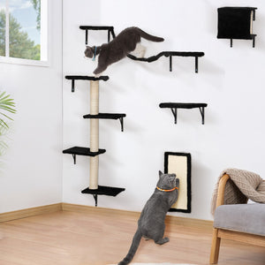 English Elm Cat Wall Mounted Climbing Set Five Piece Modular Perch System for Modern Interiors W2181P357564