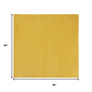 HomeRoots 7' Vibrant Yellow Square Area Rug - Stylish Indoor/Outdoor Accent, Durable, Easy Care & Pet Friendly 479637