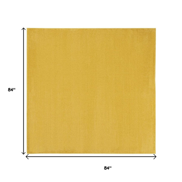 HomeRoots 7' Vibrant Yellow Square Area Rug - Stylish Indoor/Outdoor Accent, Durable, Easy Care & Pet Friendly 479637