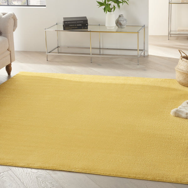 HomeRoots 7' Vibrant Yellow Square Area Rug - Stylish Indoor/Outdoor Accent, Durable, Easy Care & Pet Friendly 479637