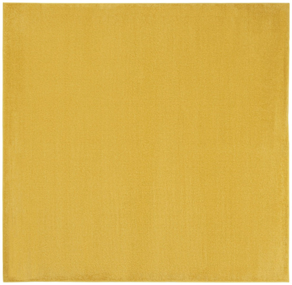HomeRoots 7' Vibrant Yellow Square Area Rug - Stylish Indoor/Outdoor Accent, Durable, Easy Care & Pet Friendly 479637