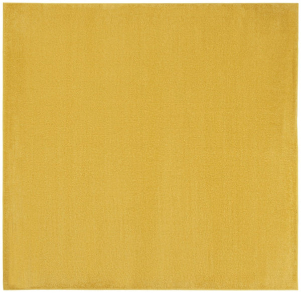 HomeRoots 7' Vibrant Yellow Square Area Rug - Stylish Indoor/Outdoor Accent, Durable, Easy Care & Pet Friendly 479637