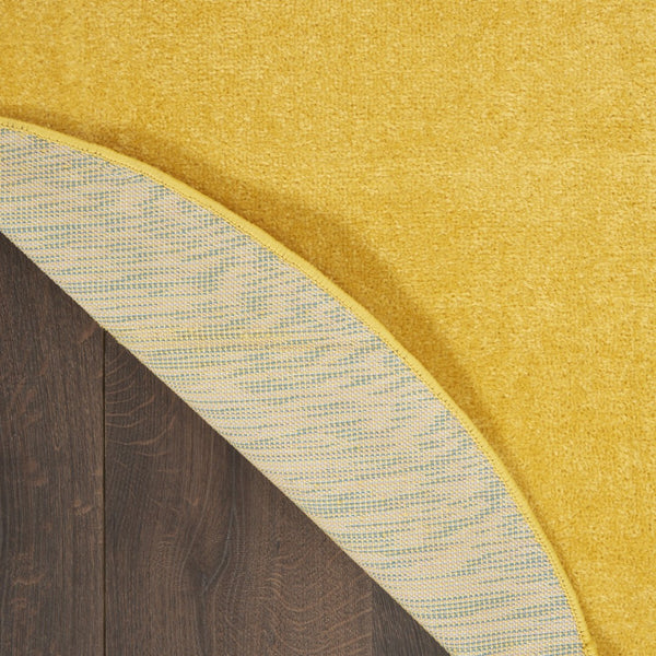HomeRoots 8' Yellow Round Area Rug - Durable Indoor/Outdoor Mat, Soft Texture, Weather-Resistant & Easy Care 479640