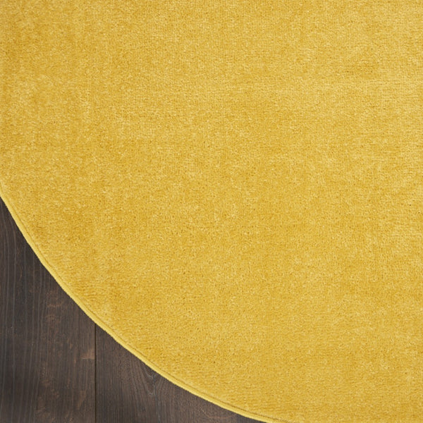 HomeRoots 8' Yellow Round Area Rug - Durable Indoor/Outdoor Mat, Soft Texture, Weather-Resistant & Easy Care 479640