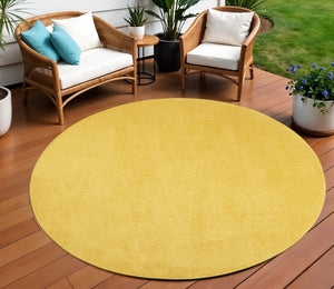 HomeRoots 8' Yellow Round Area Rug - Durable Indoor/Outdoor Mat, Soft Texture, Weather-Resistant & Easy Care 479640